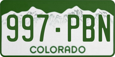 CO license plate 997PBN