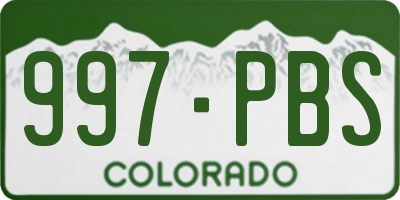CO license plate 997PBS