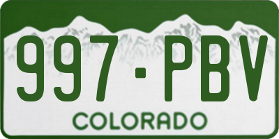 CO license plate 997PBV