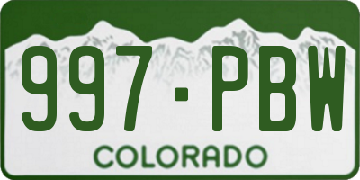 CO license plate 997PBW