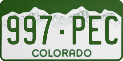CO license plate 997PEC