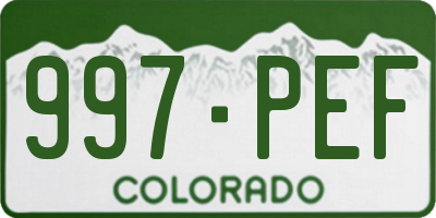 CO license plate 997PEF