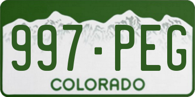 CO license plate 997PEG