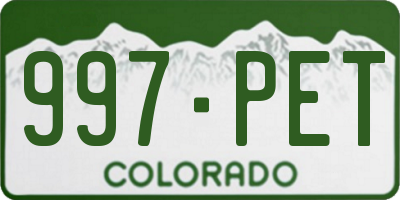 CO license plate 997PET