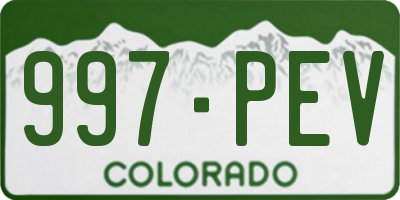 CO license plate 997PEV