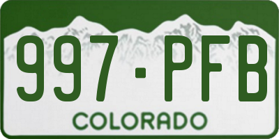 CO license plate 997PFB