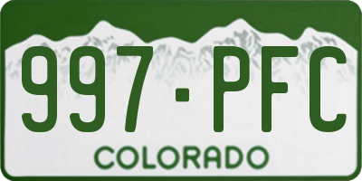 CO license plate 997PFC