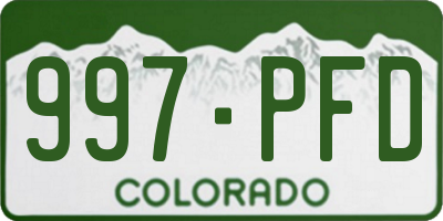 CO license plate 997PFD
