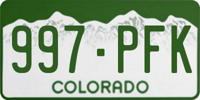 CO license plate 997PFK