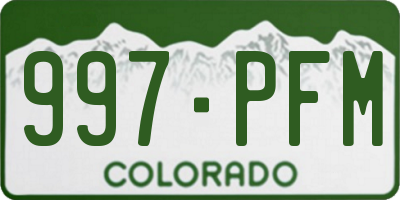 CO license plate 997PFM