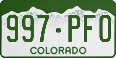 CO license plate 997PFO