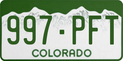 CO license plate 997PFT