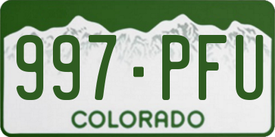 CO license plate 997PFU