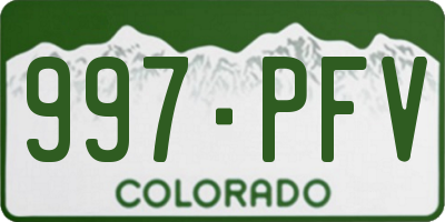 CO license plate 997PFV