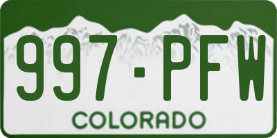 CO license plate 997PFW