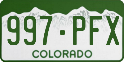 CO license plate 997PFX