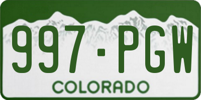 CO license plate 997PGW