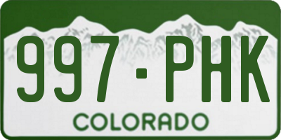 CO license plate 997PHK