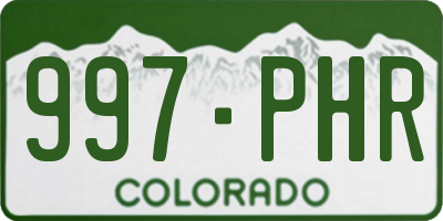 CO license plate 997PHR