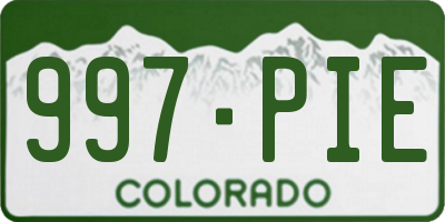 CO license plate 997PIE