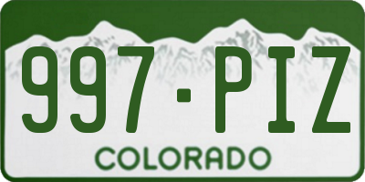 CO license plate 997PIZ