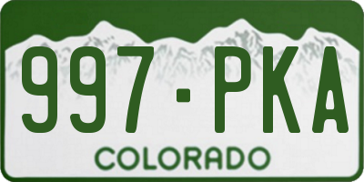 CO license plate 997PKA