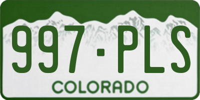 CO license plate 997PLS