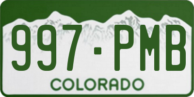 CO license plate 997PMB