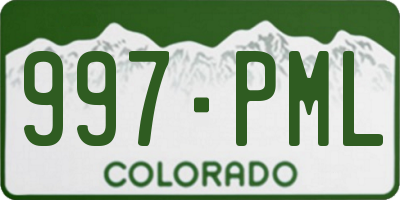 CO license plate 997PML
