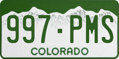 CO license plate 997PMS