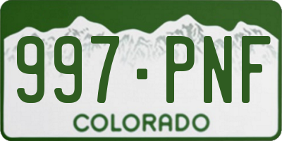 CO license plate 997PNF
