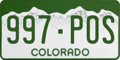CO license plate 997POS