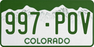 CO license plate 997POV