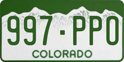 CO license plate 997PPO