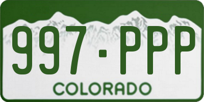 CO license plate 997PPP