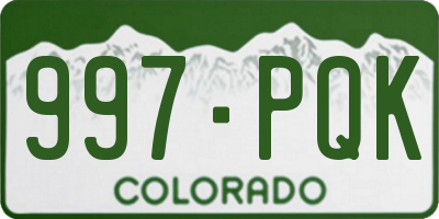 CO license plate 997PQK