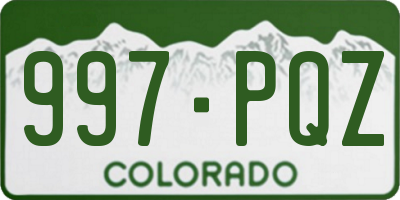 CO license plate 997PQZ