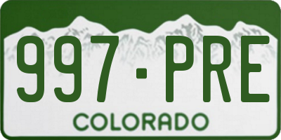 CO license plate 997PRE