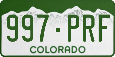CO license plate 997PRF