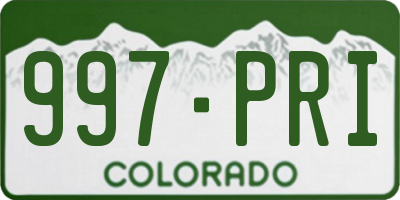 CO license plate 997PRI