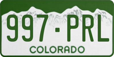CO license plate 997PRL
