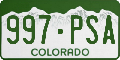 CO license plate 997PSA