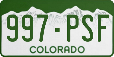 CO license plate 997PSF