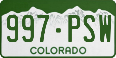 CO license plate 997PSW