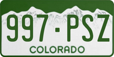 CO license plate 997PSZ