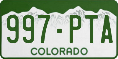 CO license plate 997PTA