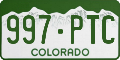CO license plate 997PTC
