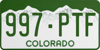CO license plate 997PTF