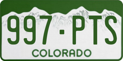 CO license plate 997PTS