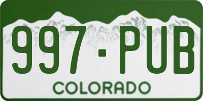 CO license plate 997PUB